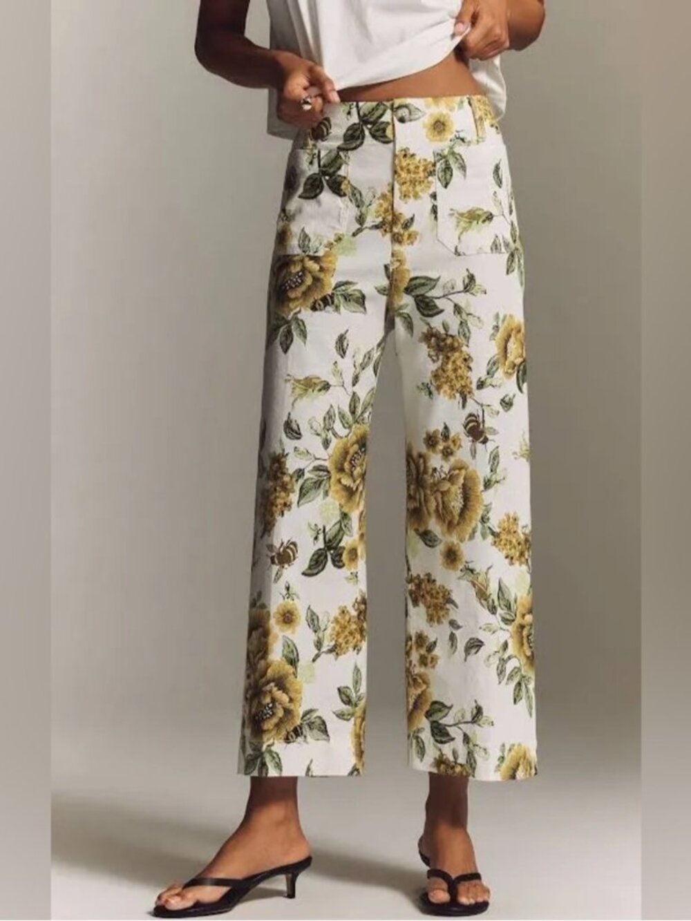 NWT Size 26 -Maeve Colette Linen Blend High-Rise Wide-Leg Cropped Pants (US$148)